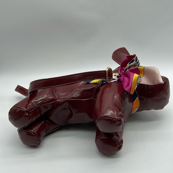 2336- Dog Lovers Burgundy Crossbody Vegan Bag NWT - Picture 5 of 8